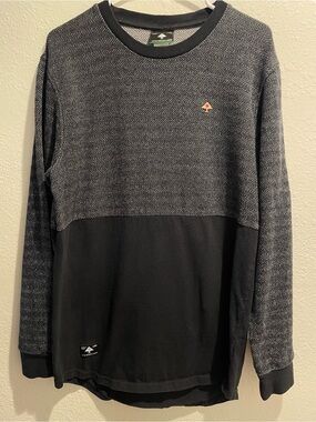 🔥 LRG Lifted Research Group Mixed Media Two-Tone Crewneck Long Sleeve 🔥
